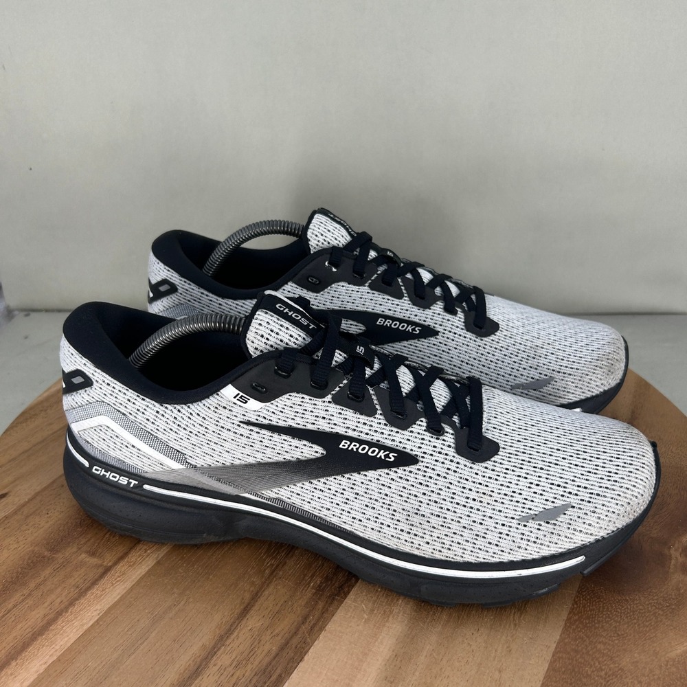Brooks Ghost 15 Mens Running Shoes White Black 1103931D121 Size 11.5 D